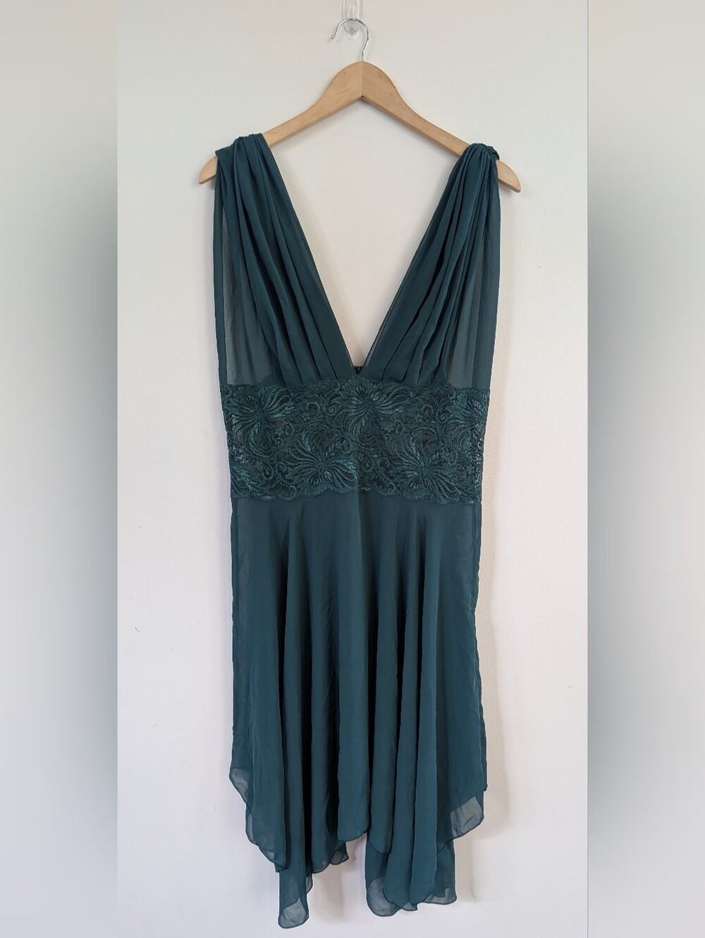 Victoria’s Secret 1990 90s Y2k Lingerie Slip Nightdress L Large Green Lace Sheer